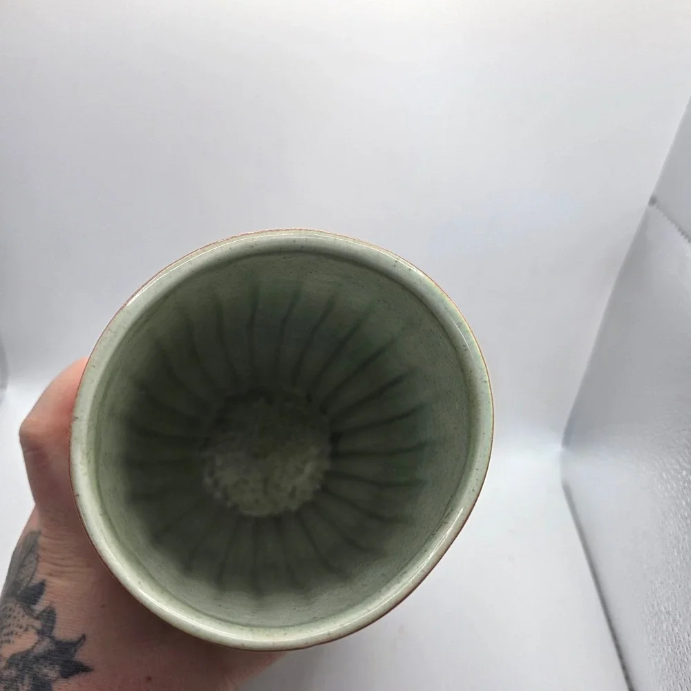 Vintage Red Wing Charles Murphy MCM Ribbed Art Pottery Vase Brown Green